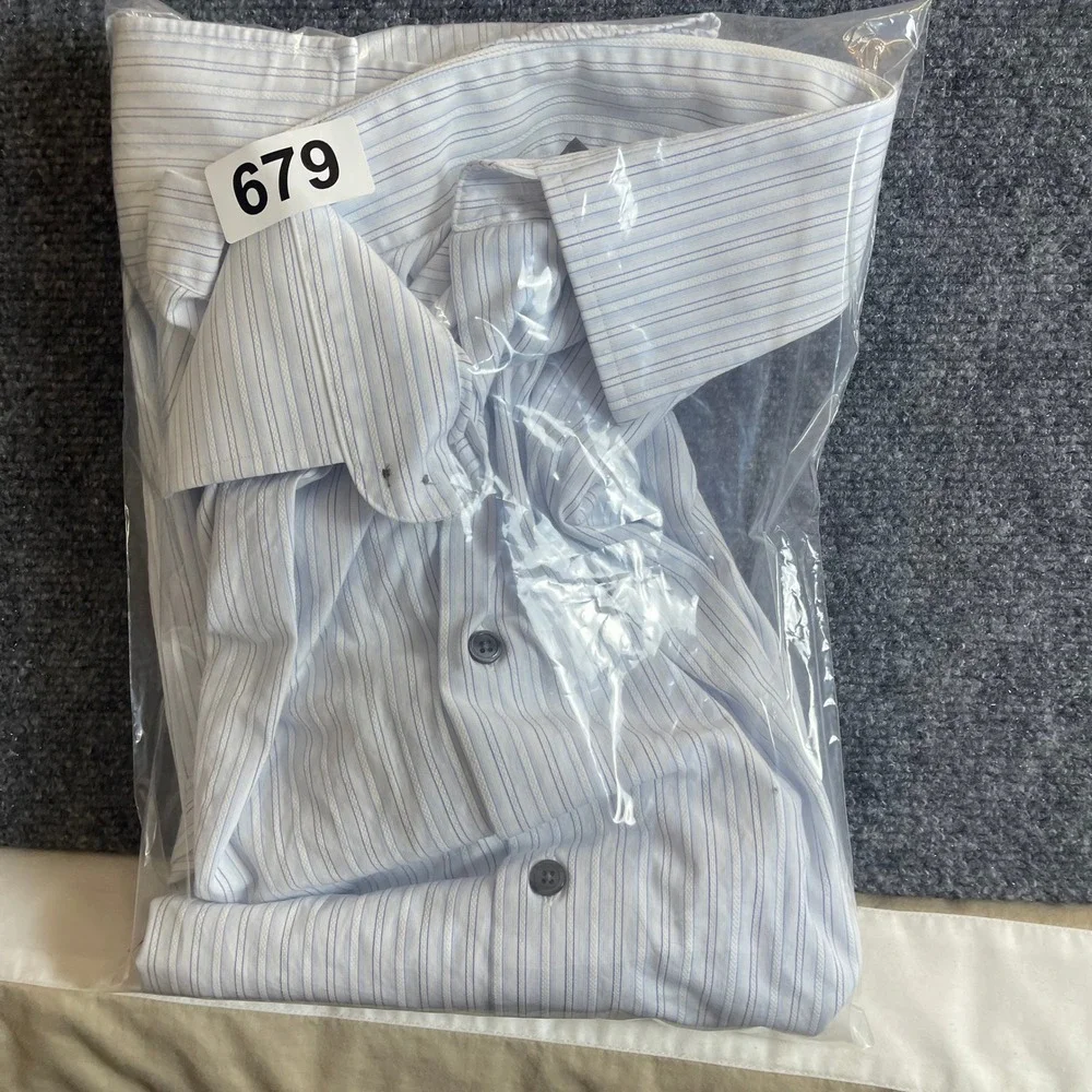 Banana Republic Mens XL Blue White Pinstripe French Cuff Cotton Dress Shirt